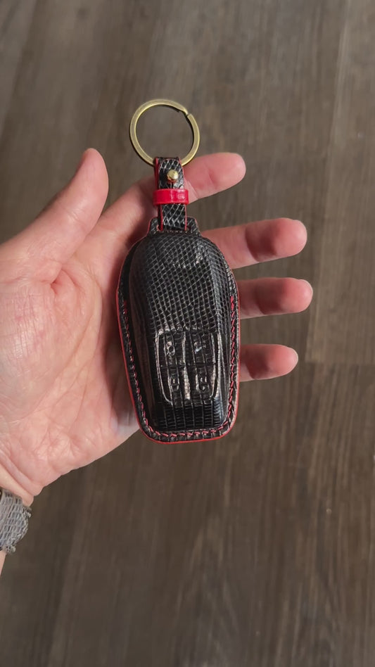 Ferrari key fob cover, Ferrari Leather key case, Lizard leather