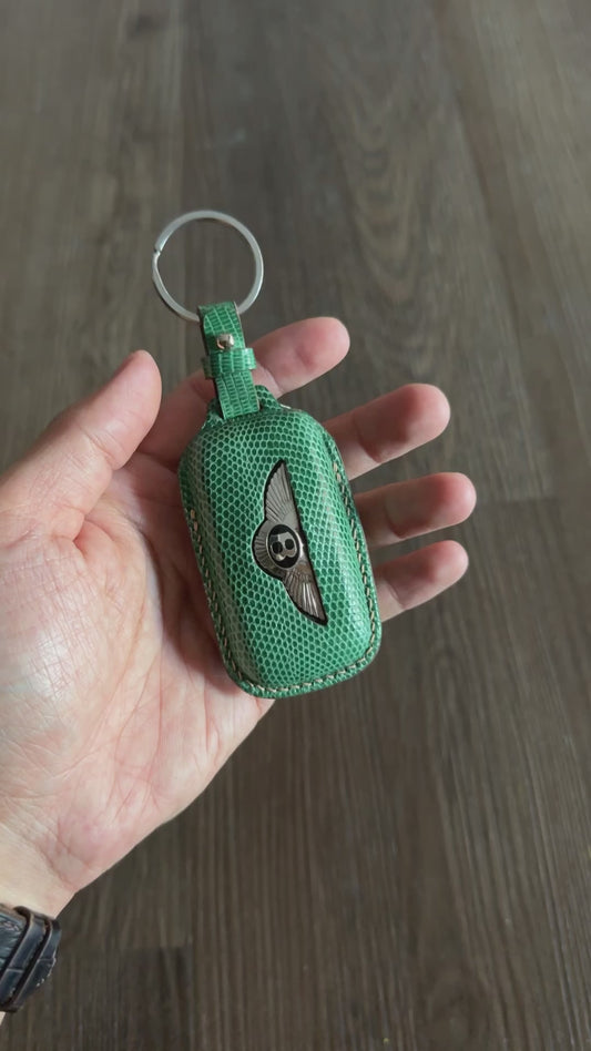 Bentley key fob cover, Bentley Leather key case, Lizard leather