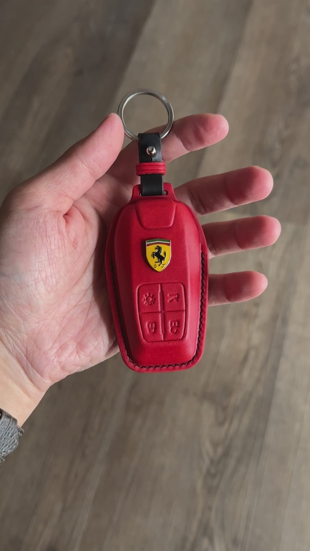 Handmade Buttero Leather Key Case for Ferrari 458