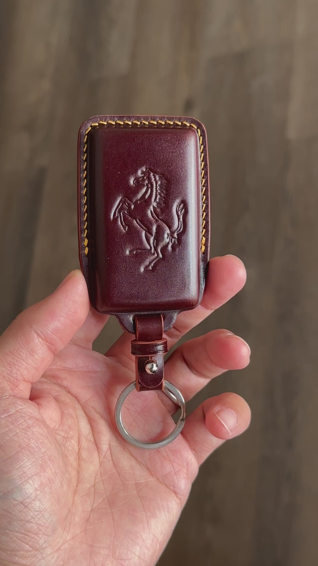 Luxury burgundy Shell Cordovan Key Fob Protector for Ferrari