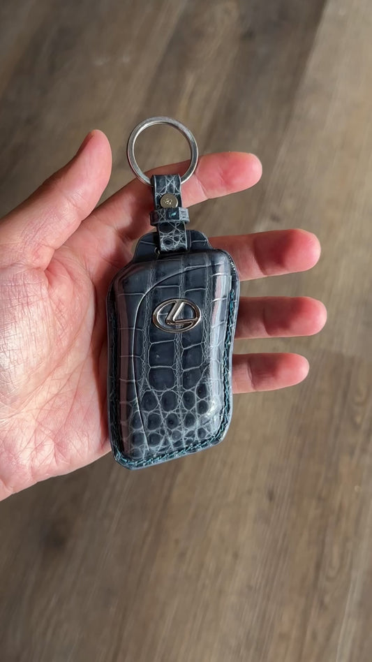 Lexus key fob cover,  Crocodile leather Leather key case