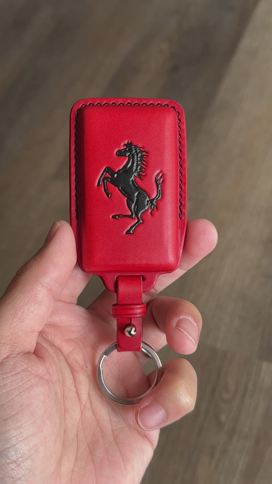 Ferrari key fob cover, Roma key case, 296GTS, Buttero Leather