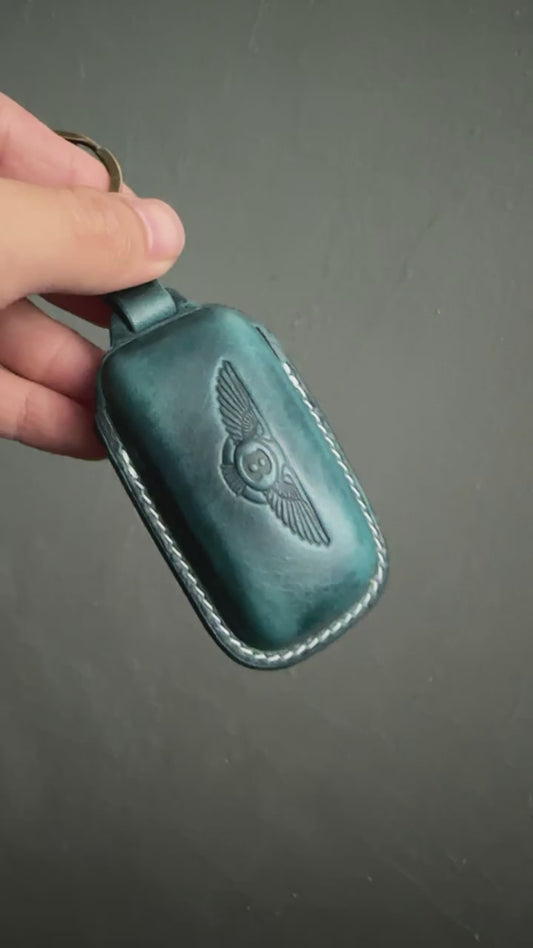 Bentley key fob cover, key case, Wax leather