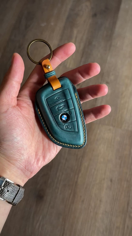 BMW key fob cover, Wax leather