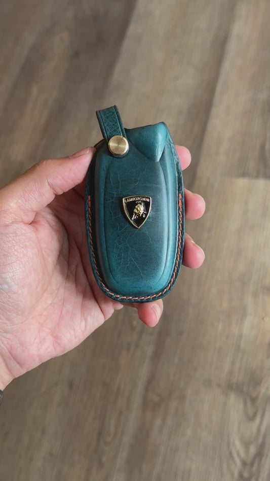 Lamborghini key fob cover, key case,  Wax leather