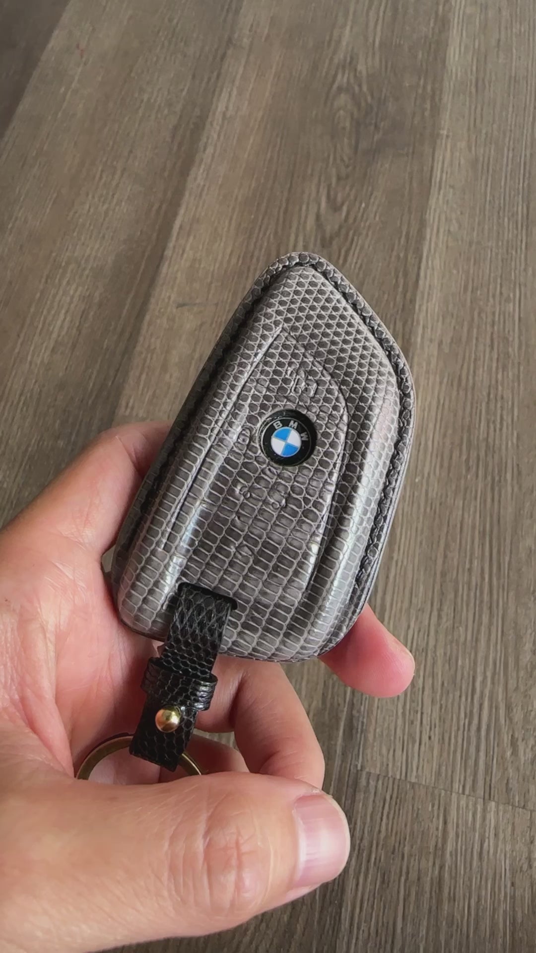 PUL BMW Key Fob Leather Case – M Sport Black & Red, Clip-On, Engraved Design