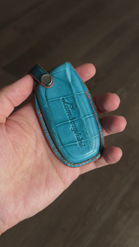 Lamborghini key fob cover,  Crocodile leather Leather key case