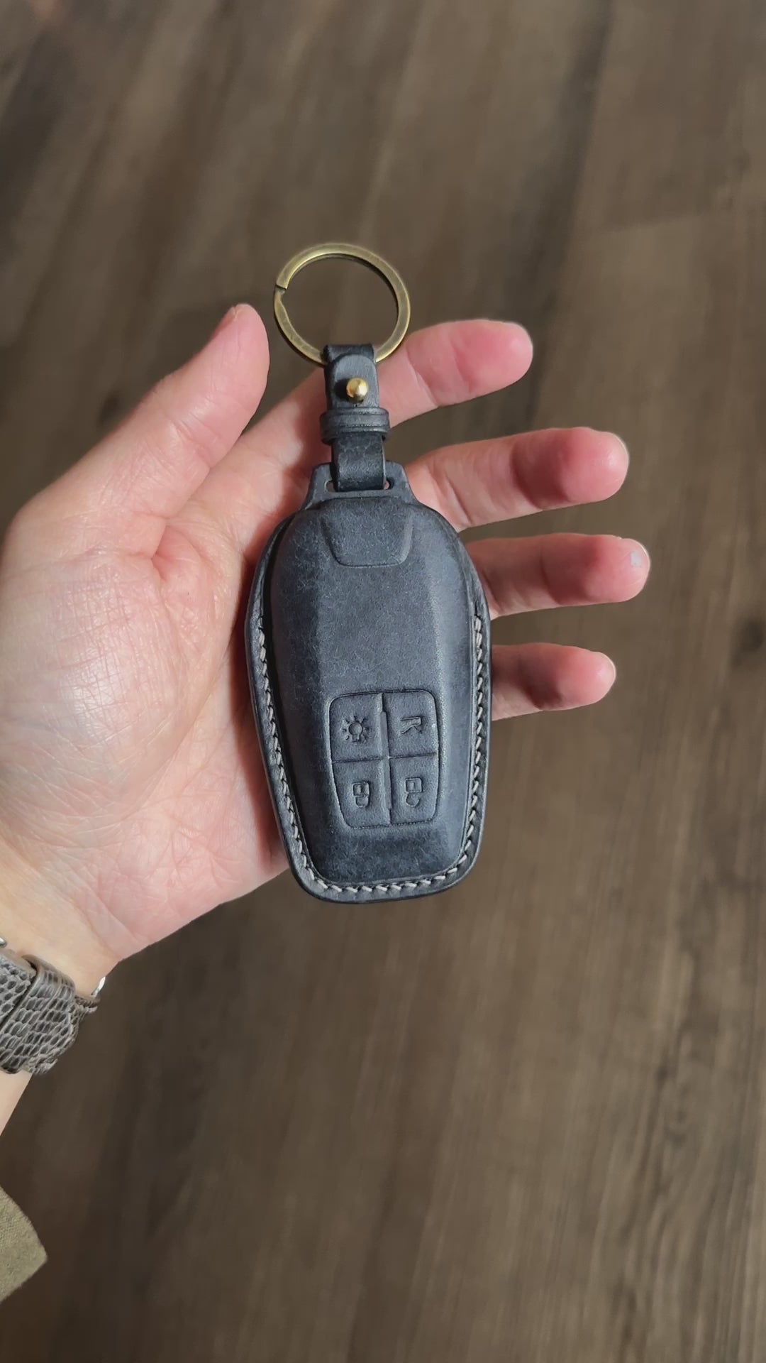 Handmade Pueblo Leather Key fob Cover for Ferrari 458		